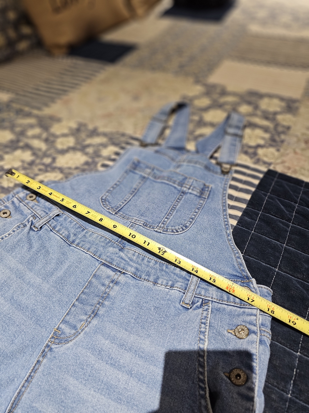 Womens Light Blue Distressed Denim Overalls - Picture 4 of 6